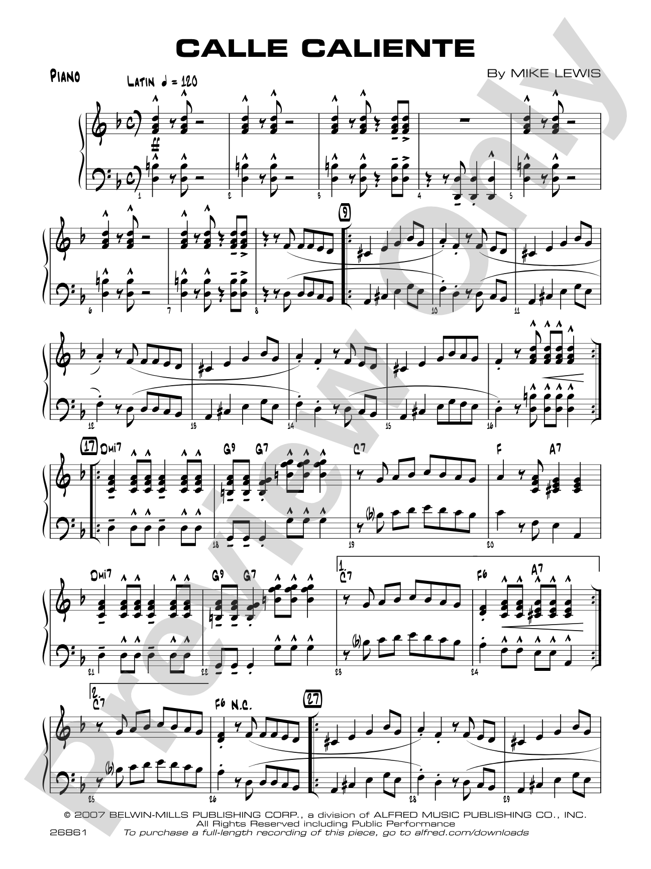 Calle Caliente: Piano Accompaniment