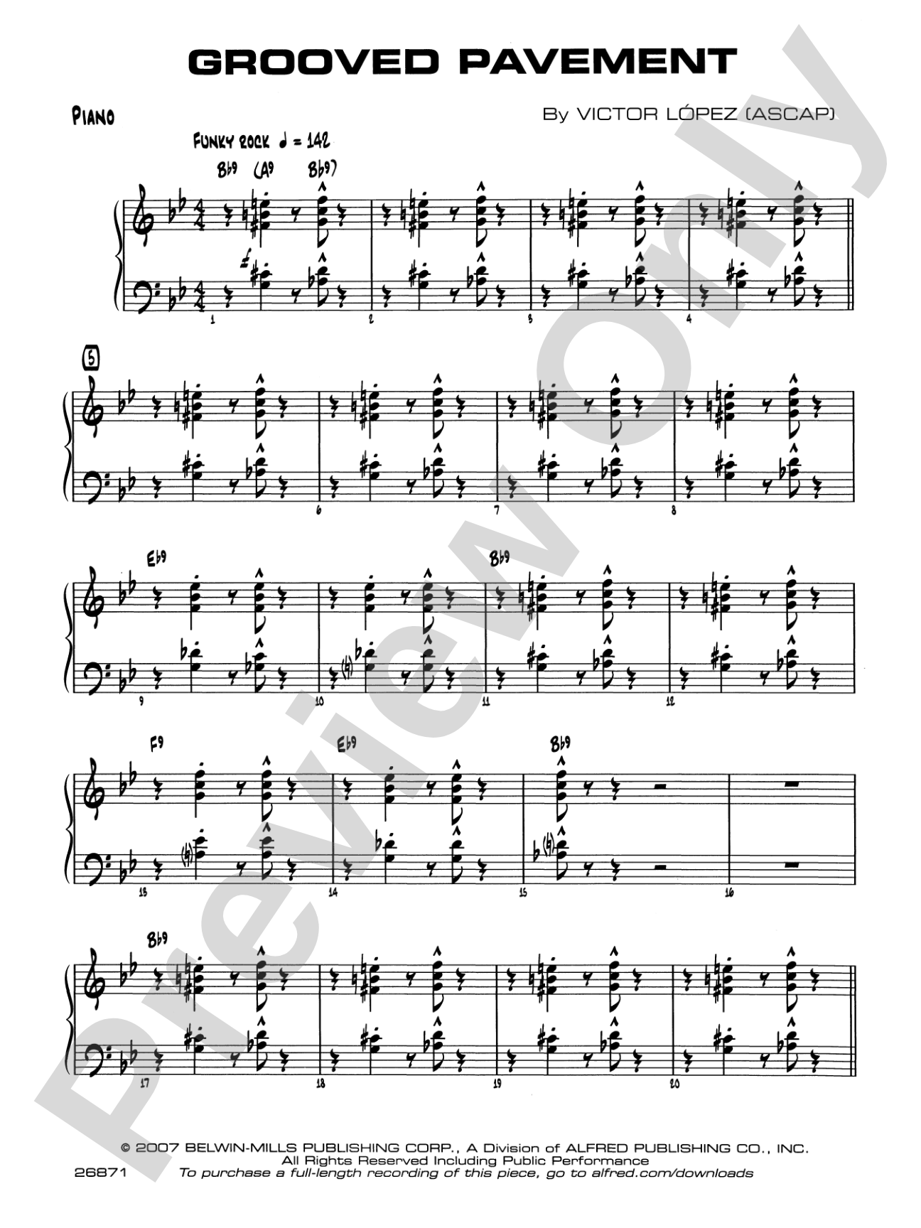 Grooved Pavement: Piano Accompaniment