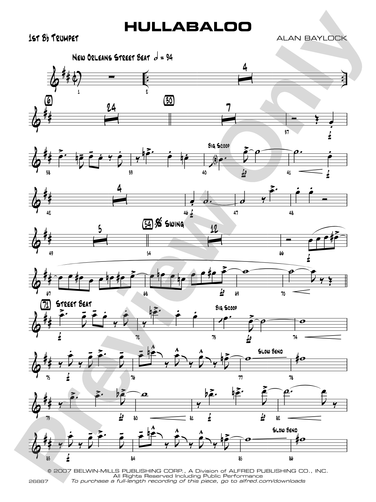 Hullabaloo: 1st B-flat Trumpet