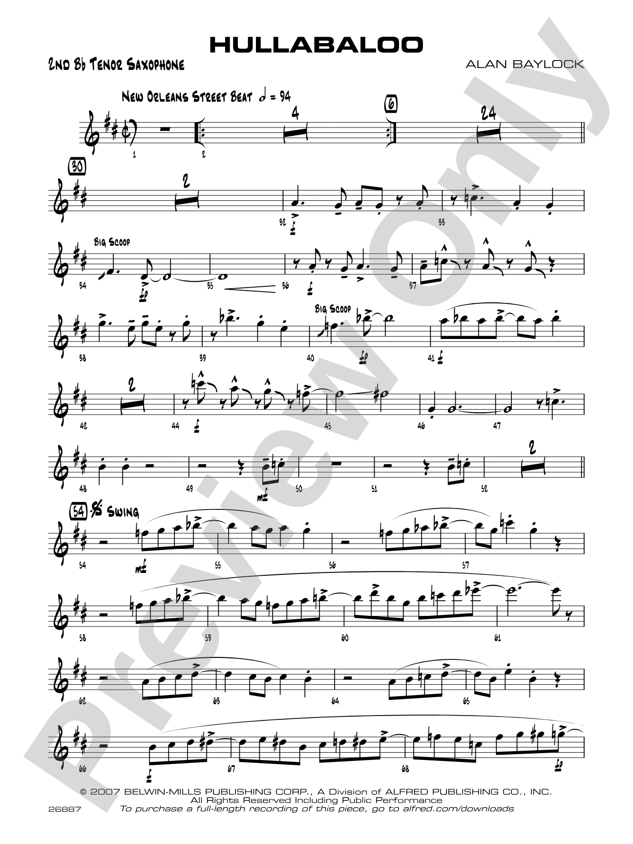 Hullabaloo: 2nd B-flat Tenor Saxophone
