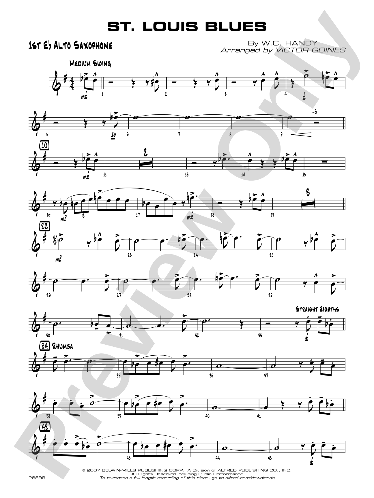 St. Louis Blues: E-flat Alto Saxophone