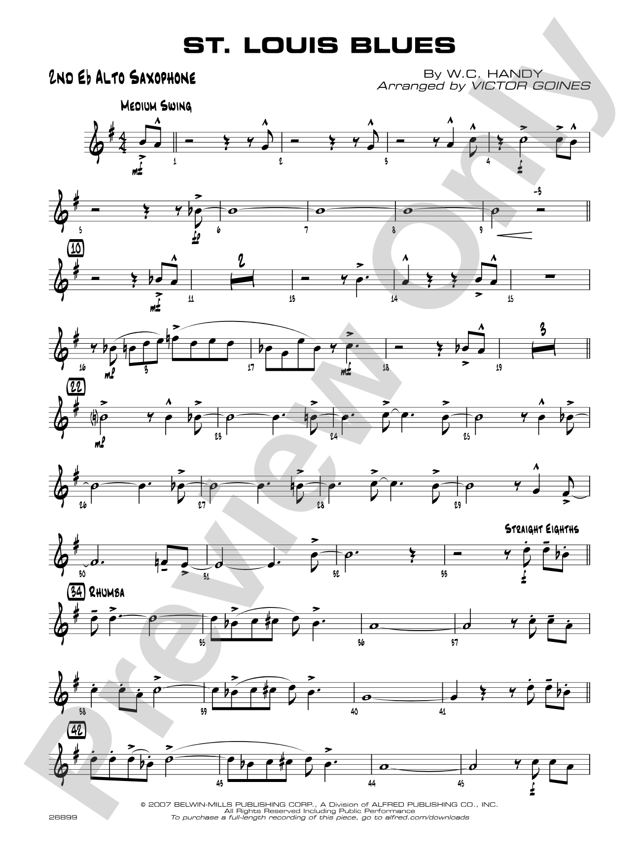 St. Louis Blues: 2nd E-flat Alto Saxophone