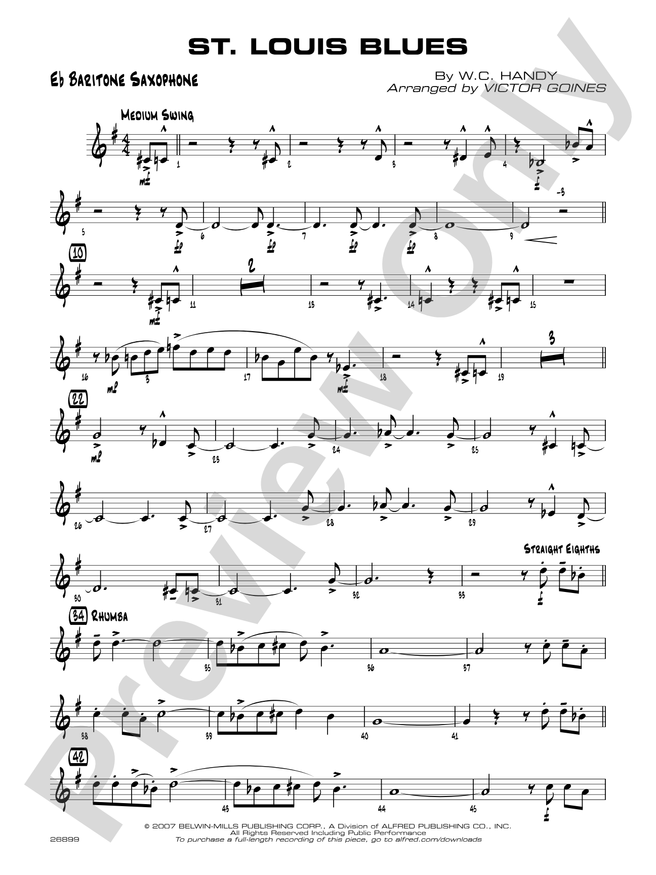 St. Louis Blues: E-flat Baritone Saxophone