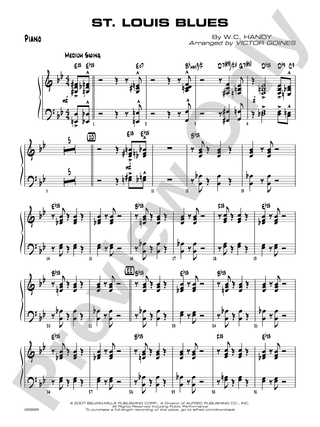 St. Louis Blues: Piano Accompaniment