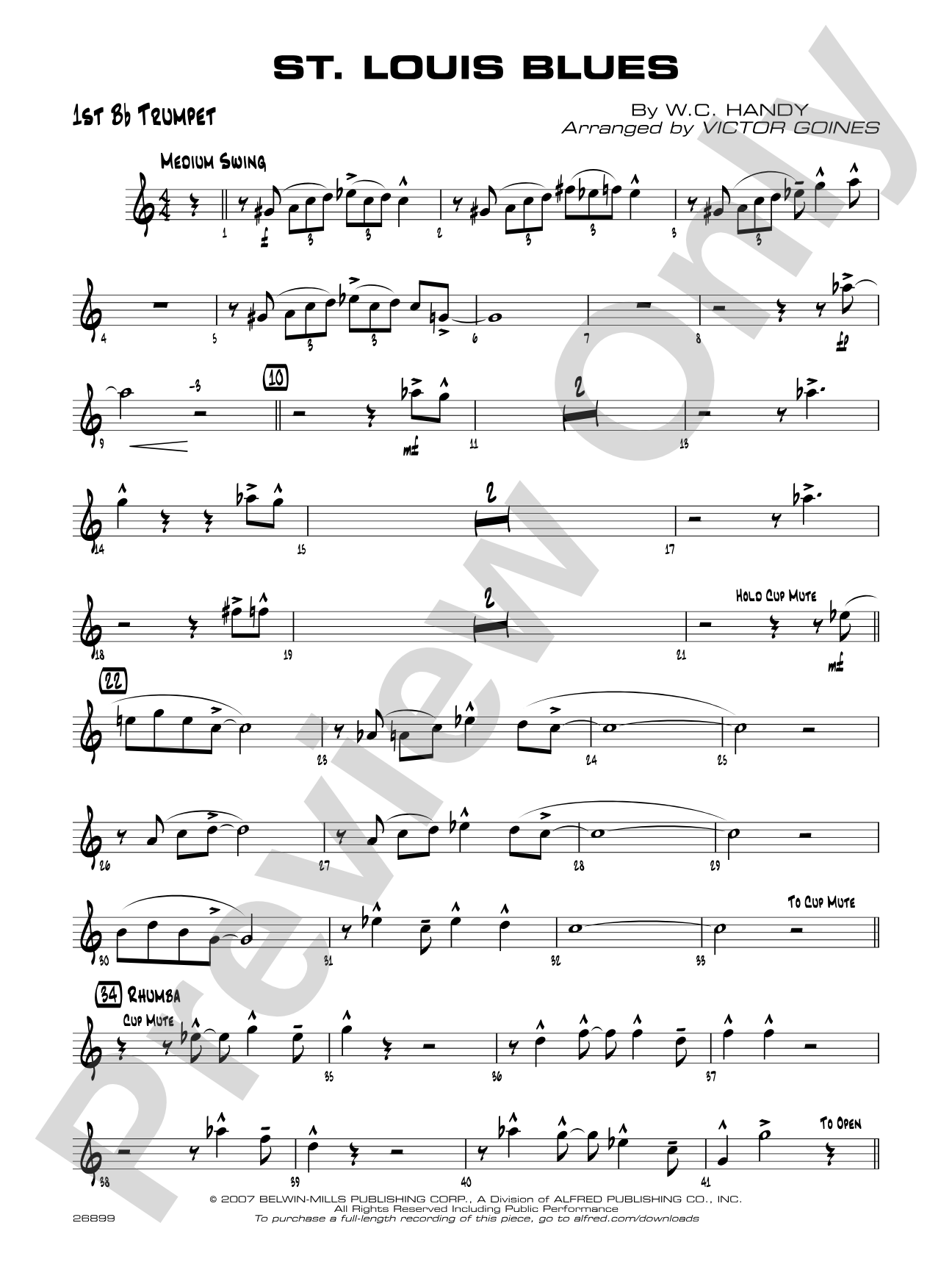 St. Louis Blues: 1st B-flat Trumpet