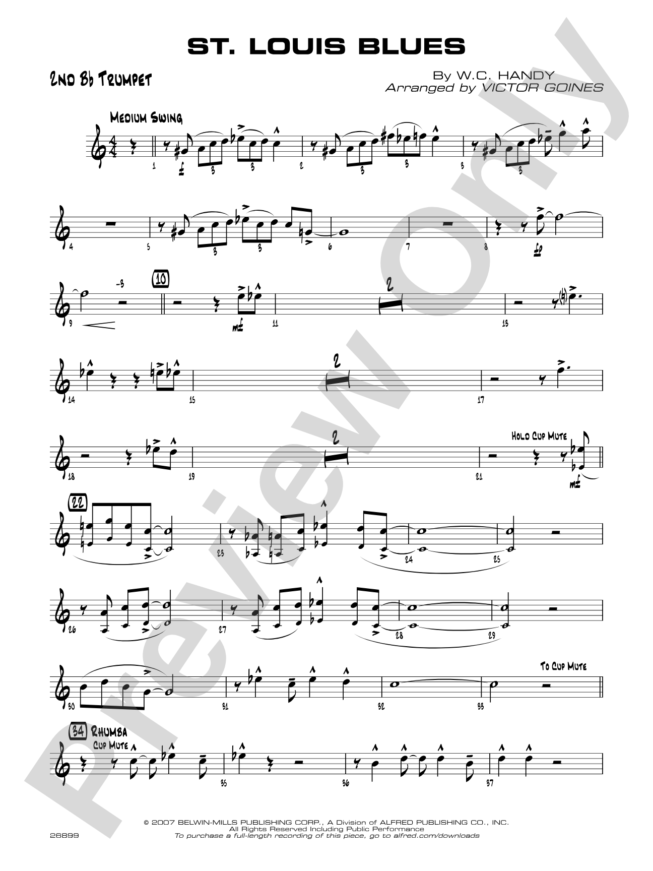 St. Louis Blues: 2nd B-flat Trumpet