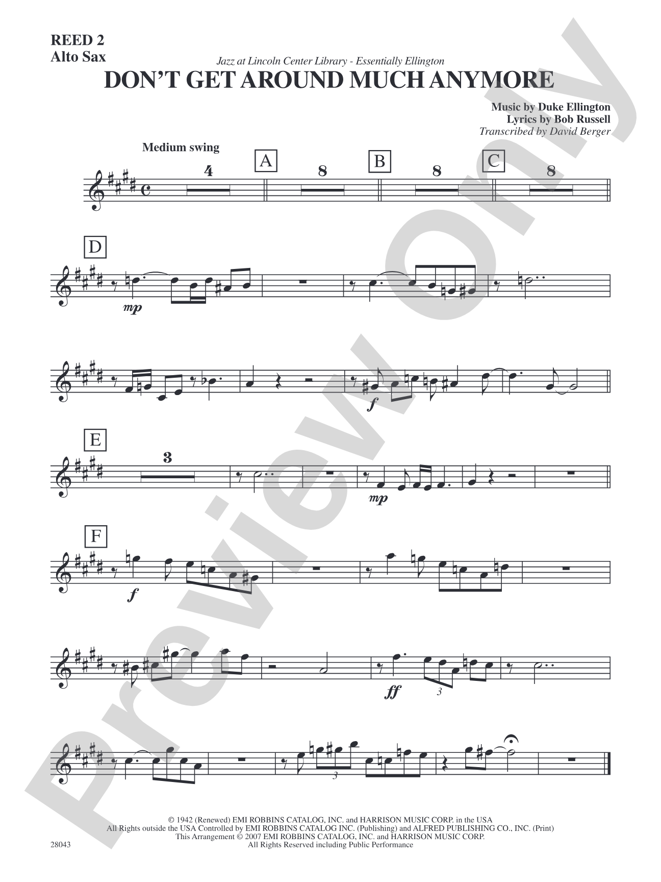 Don't Get Around Much Anymore: 2nd E-flat Alto Saxophone