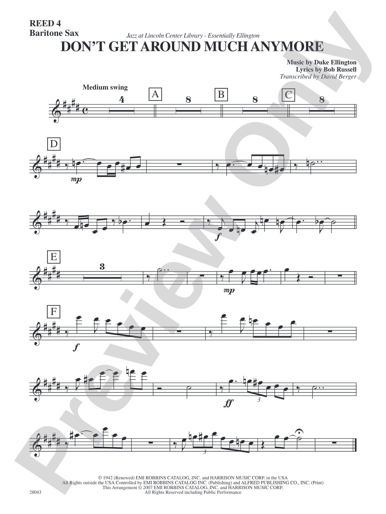 Don't Get Around Much Anymore: E-flat Baritone Saxophone