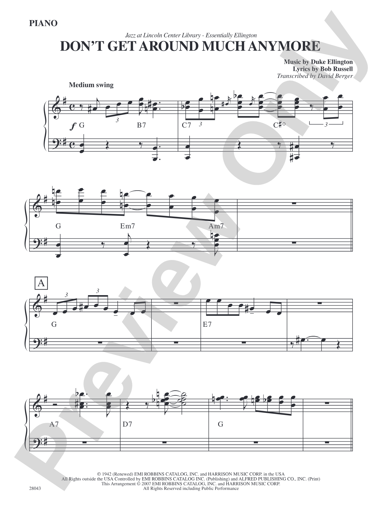 Don't Get Around Much Anymore: Piano Accompaniment