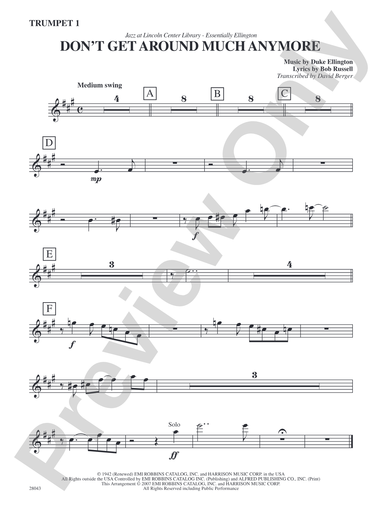 Don't Get Around Much Anymore: 1st B-flat Trumpet