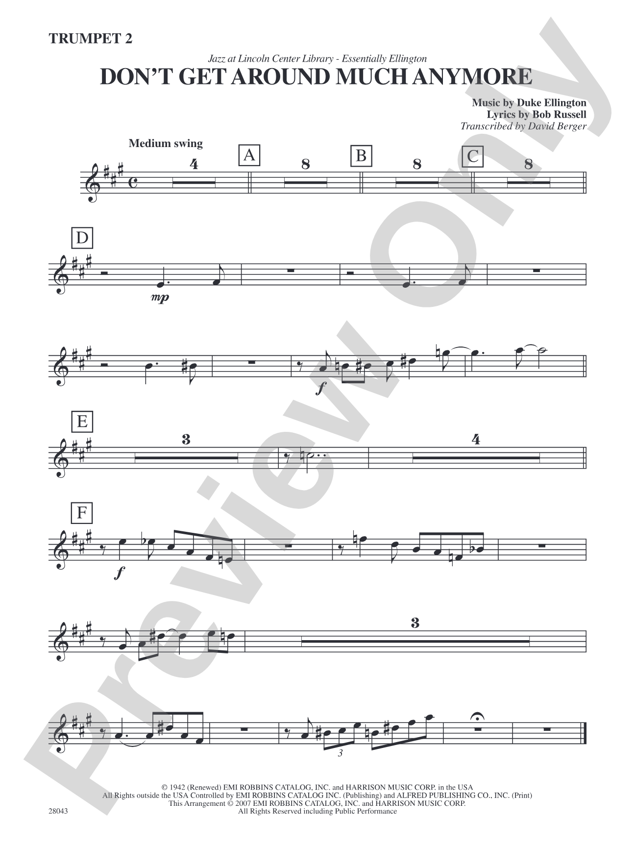 Don't Get Around Much Anymore: 2nd B-flat Trumpet