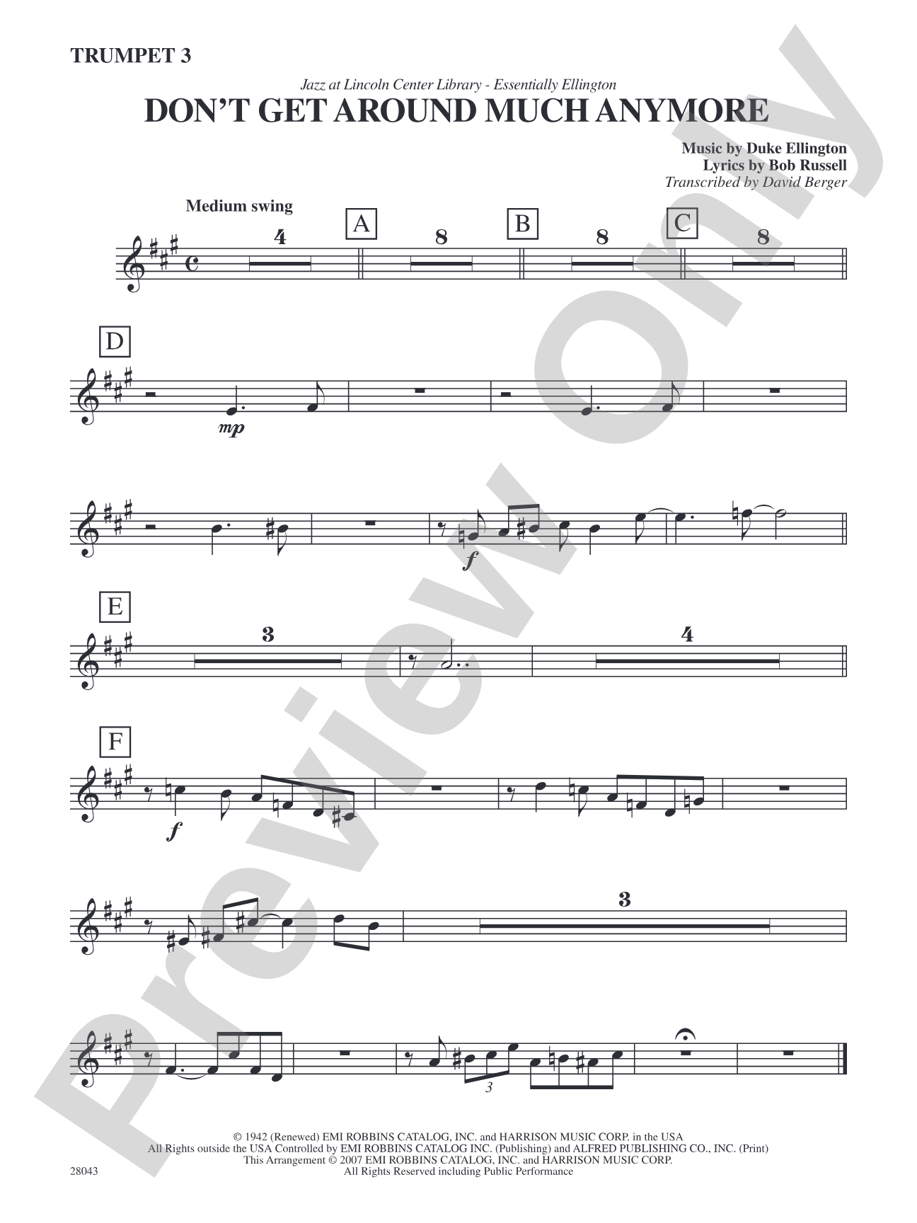 Don't Get Around Much Anymore: 3rd B-flat Trumpet