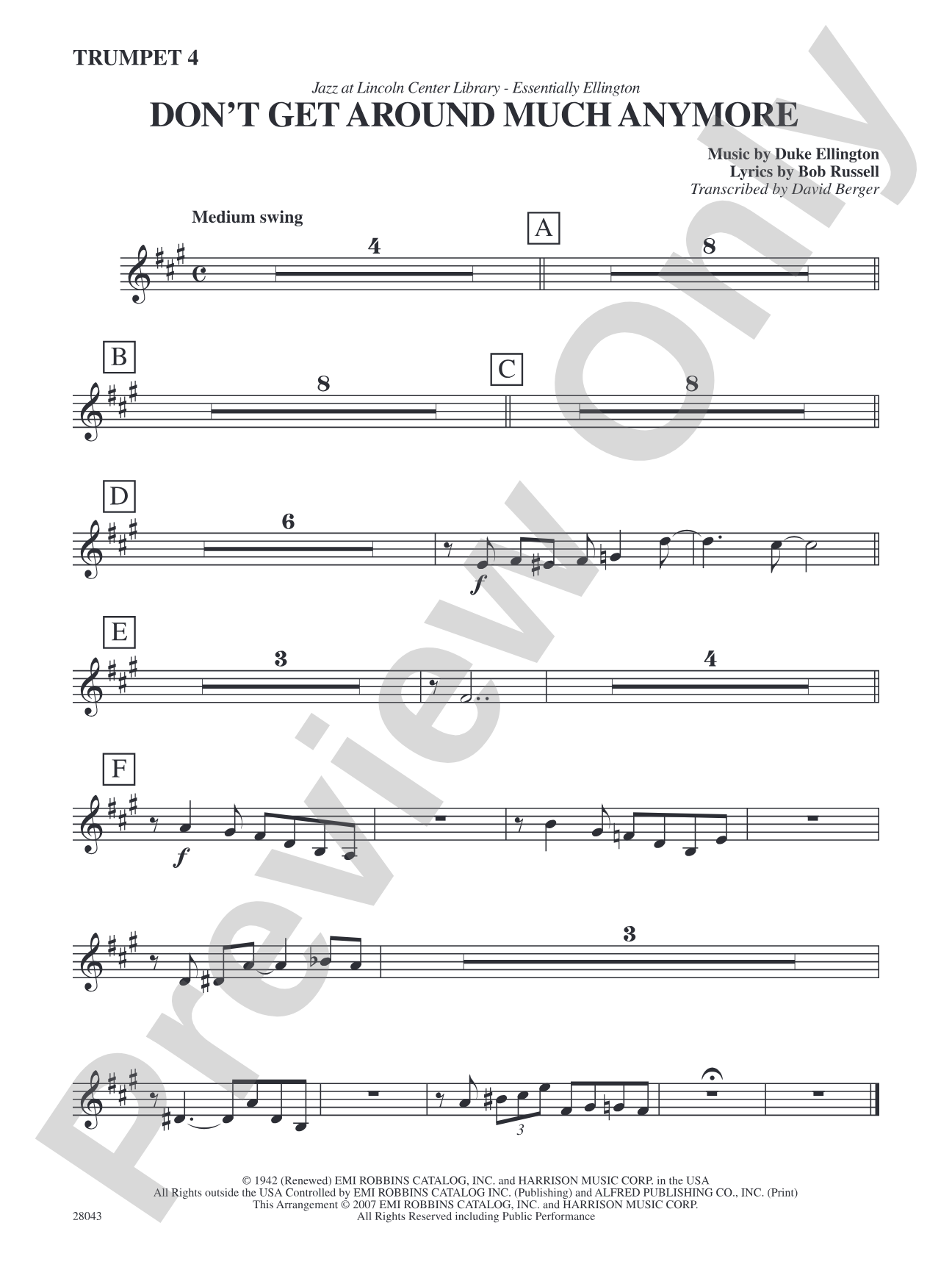 Don't Get Around Much Anymore: 4th B-flat Trumpet