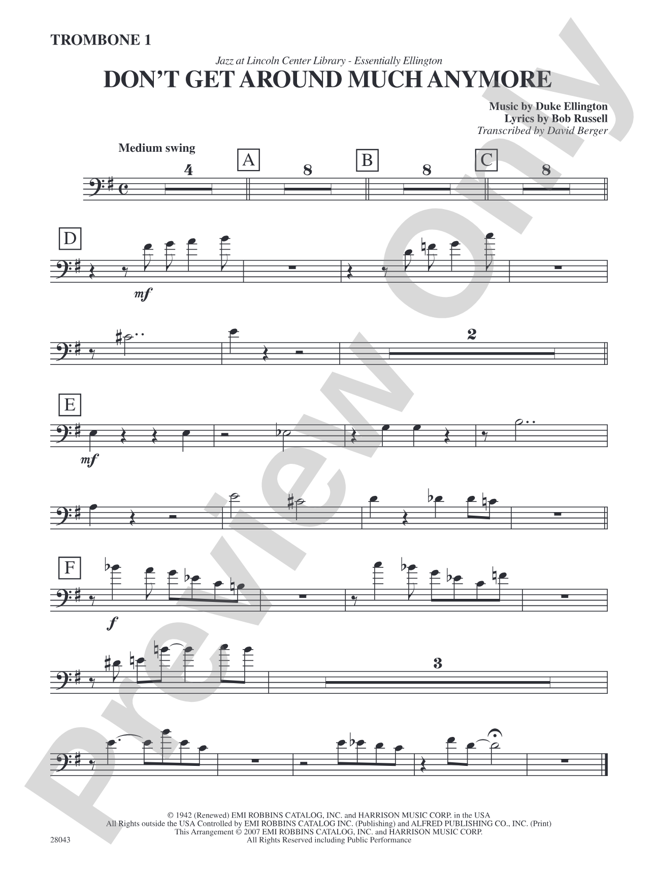 Don't Get Around Much Anymore: 1st Trombone