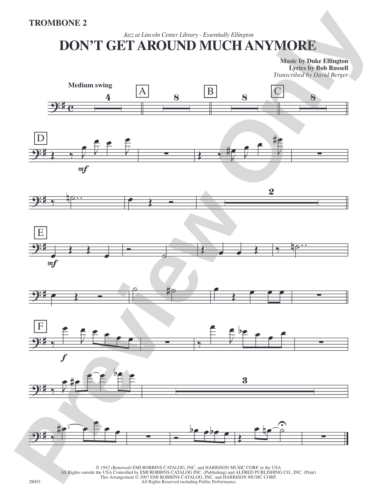 Don't Get Around Much Anymore: 2nd Trombone