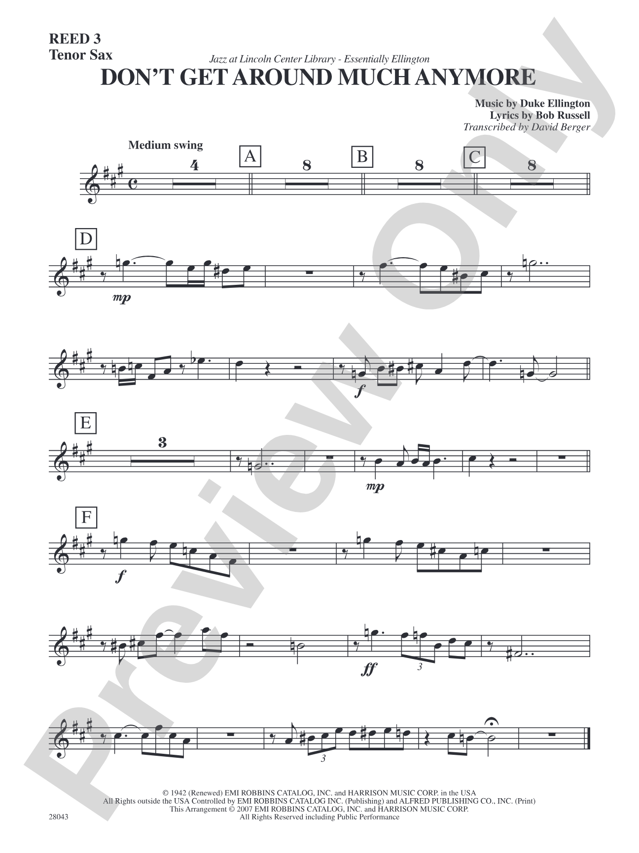 Don't Get Around Much Anymore: B-flat Tenor Saxophone