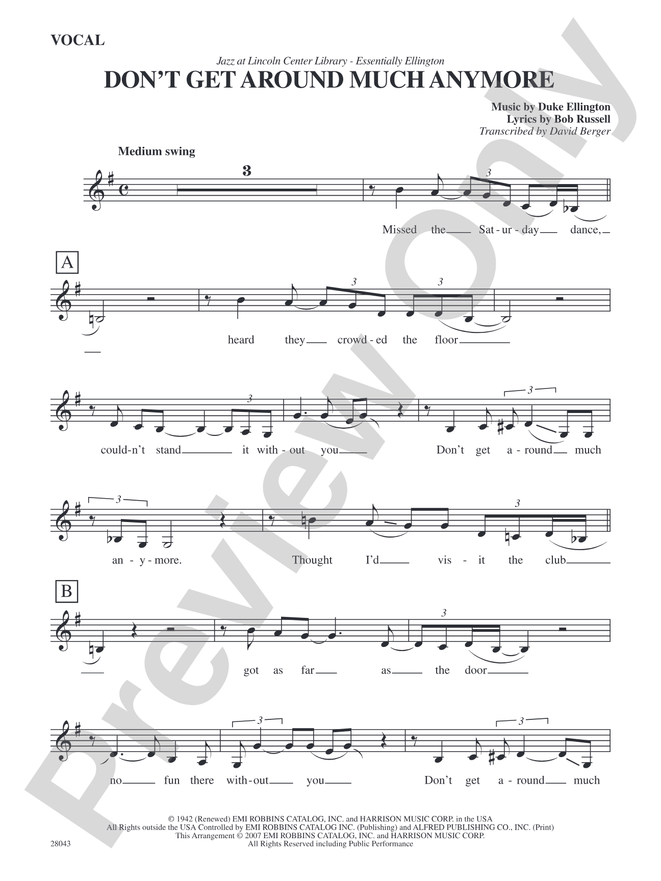 Don't Get Around Much Anymore: Vocals