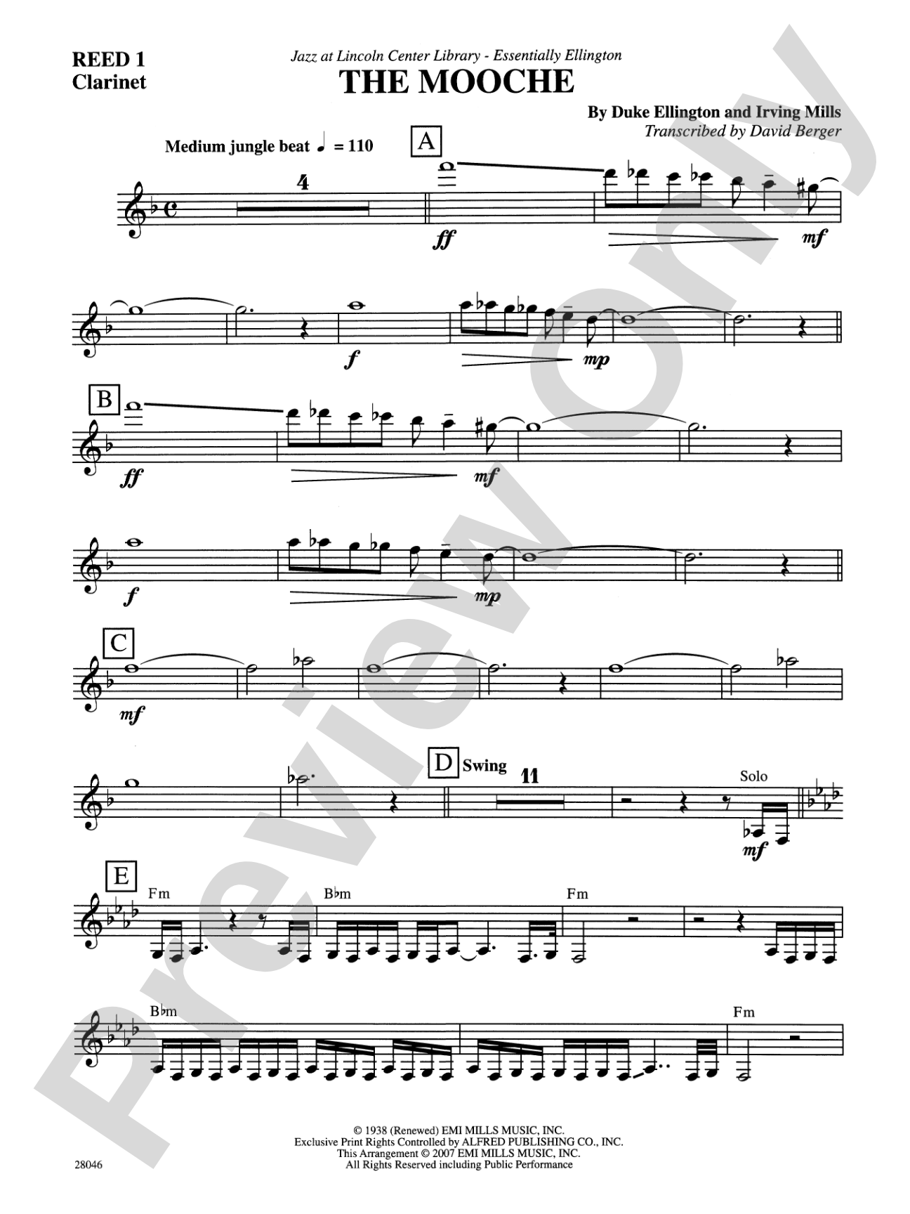 The Mooche: 1st B-flat Clarinet