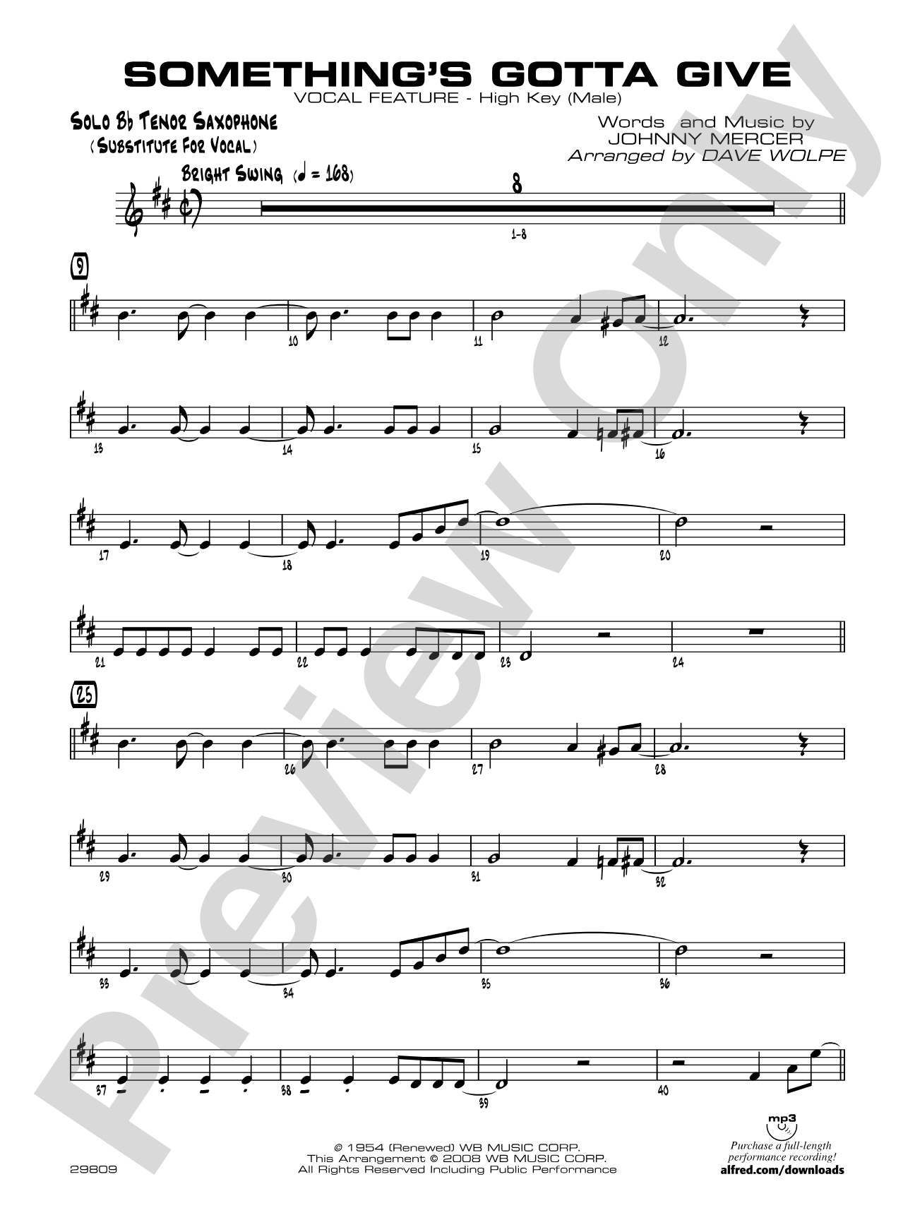 Something's Gotta Give: Solo Tenor Saxophone