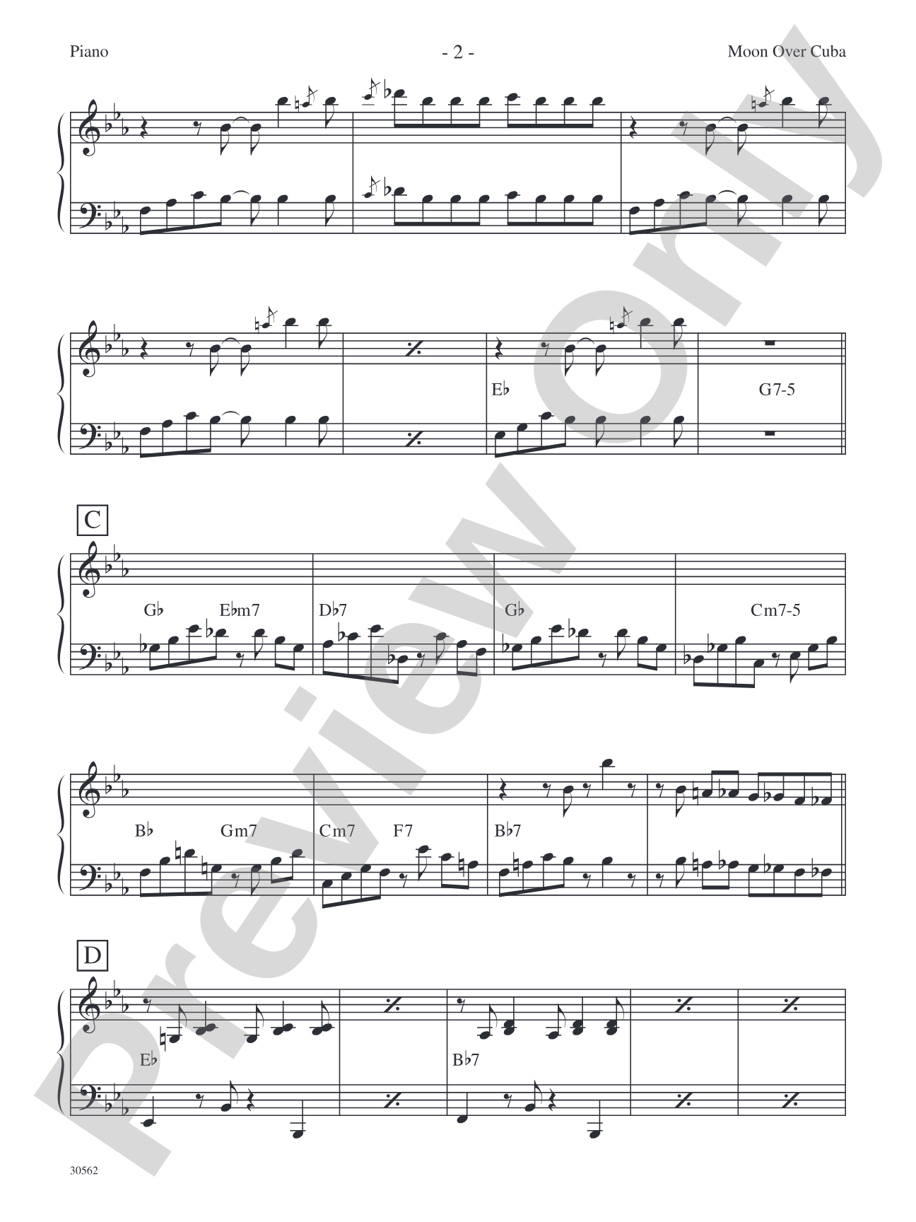 Moon over Cuba: Piano Accompaniment