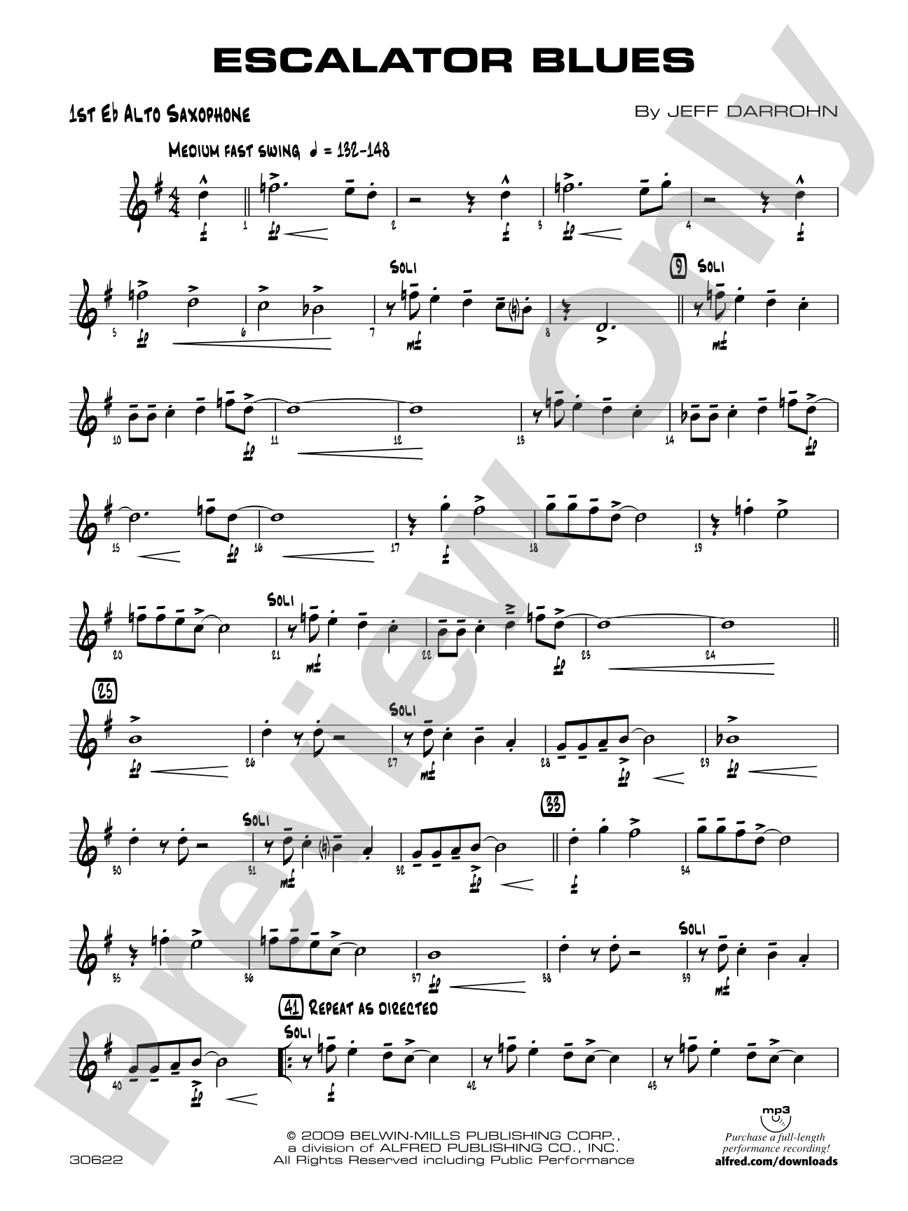 Escalator Blues: E-flat Alto Saxophone
