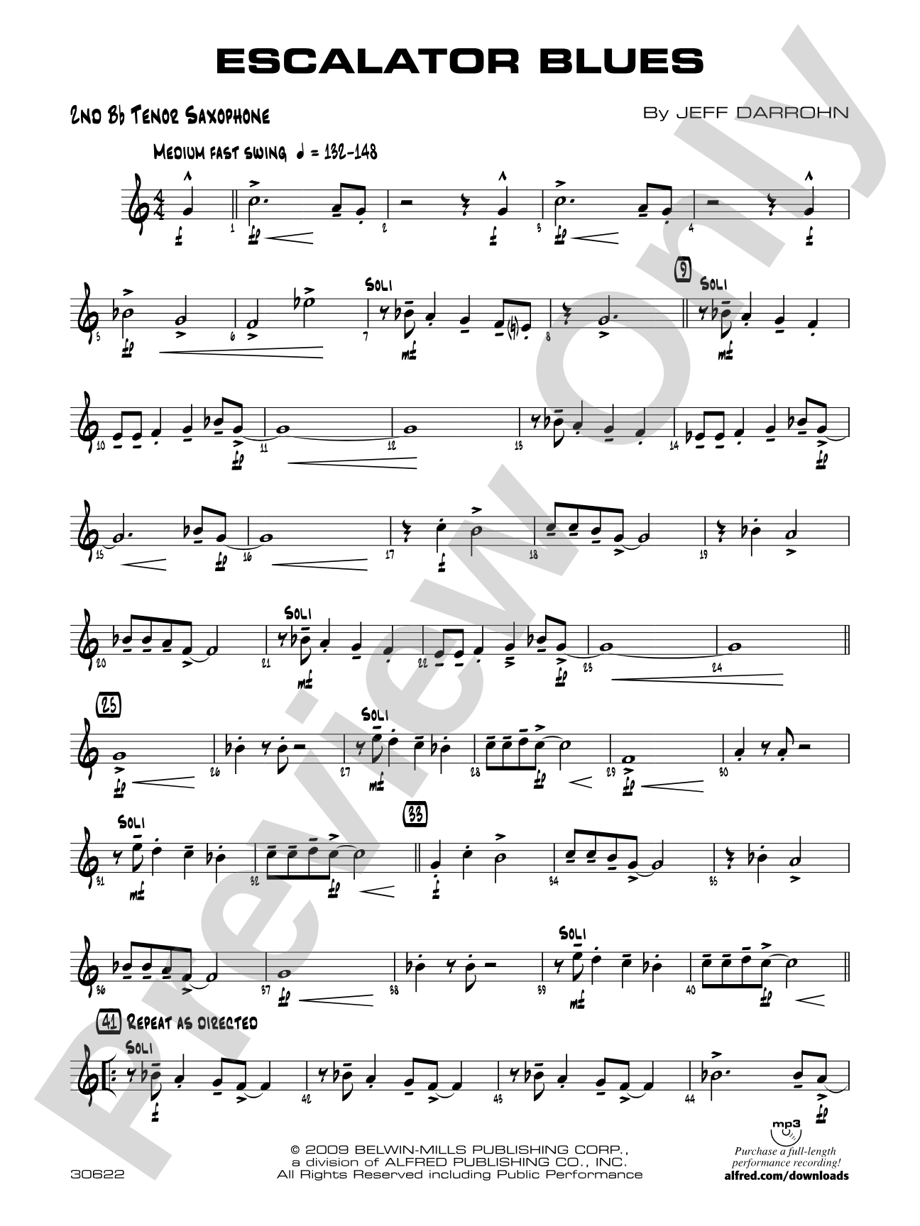 Escalator Blues: 2nd B-flat Tenor Saxophone