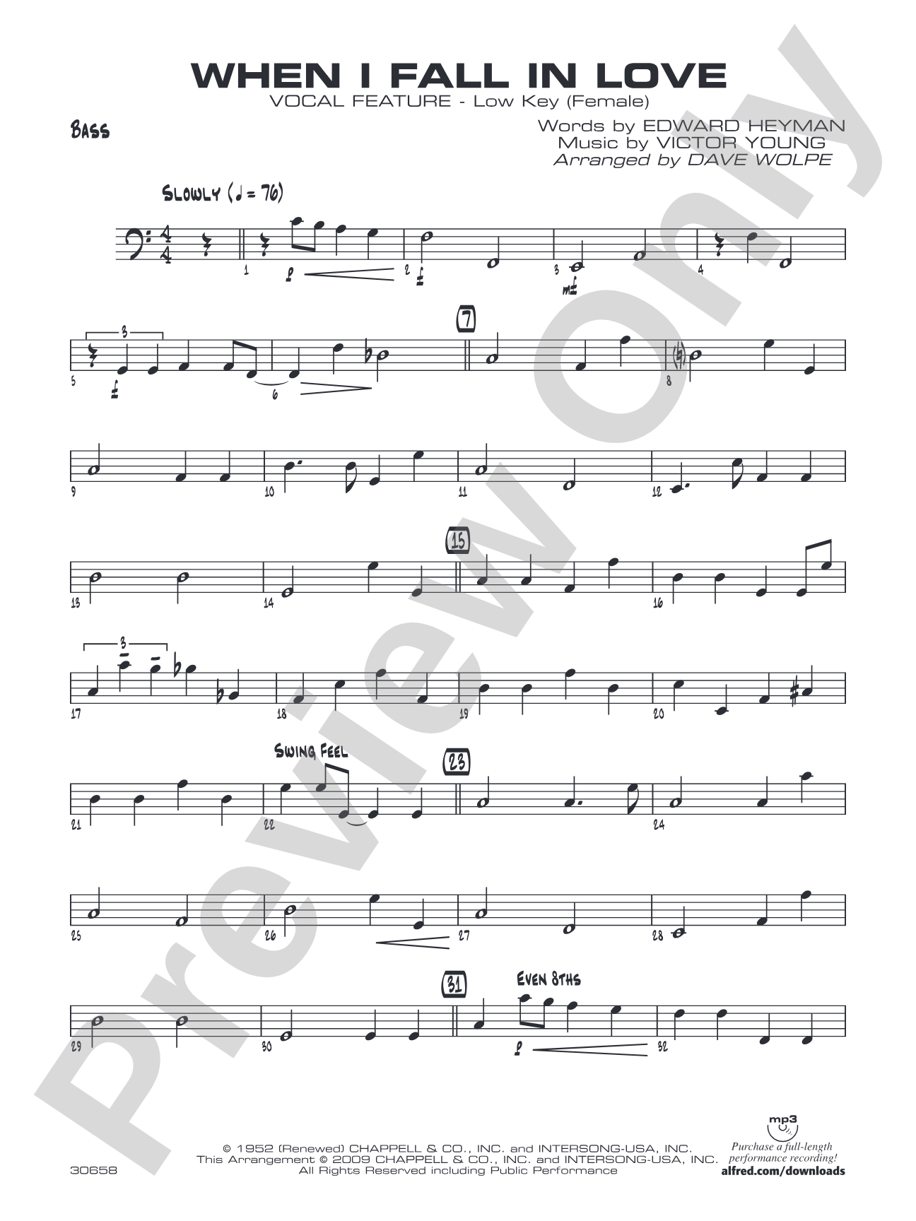 When I Fall in Love: String Bass