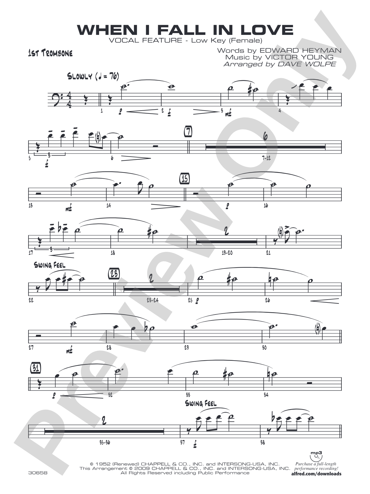 When I Fall in Love: 1st Trombone