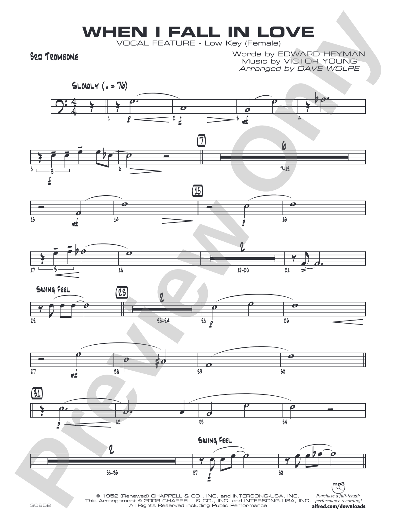 When I Fall in Love: 3rd Trombone