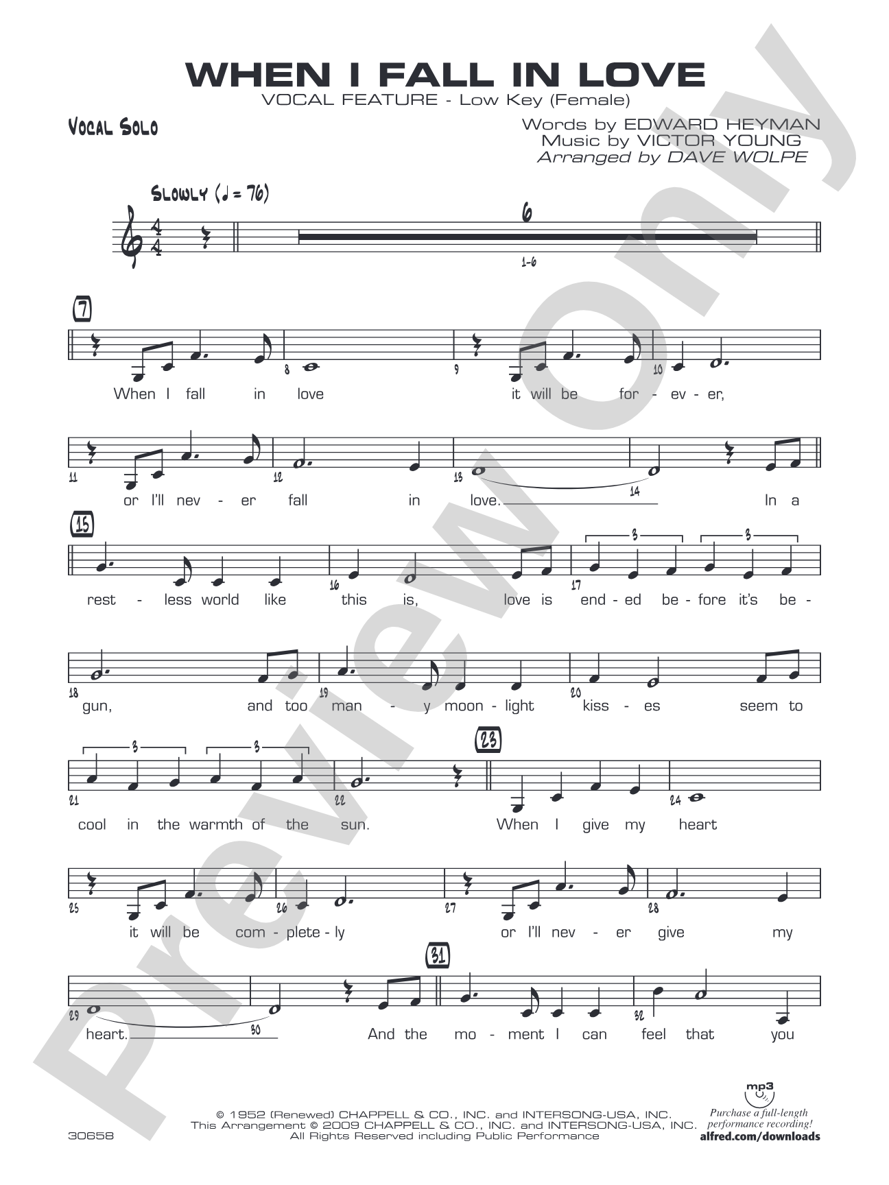When I Fall in Love: Vocal Solo
