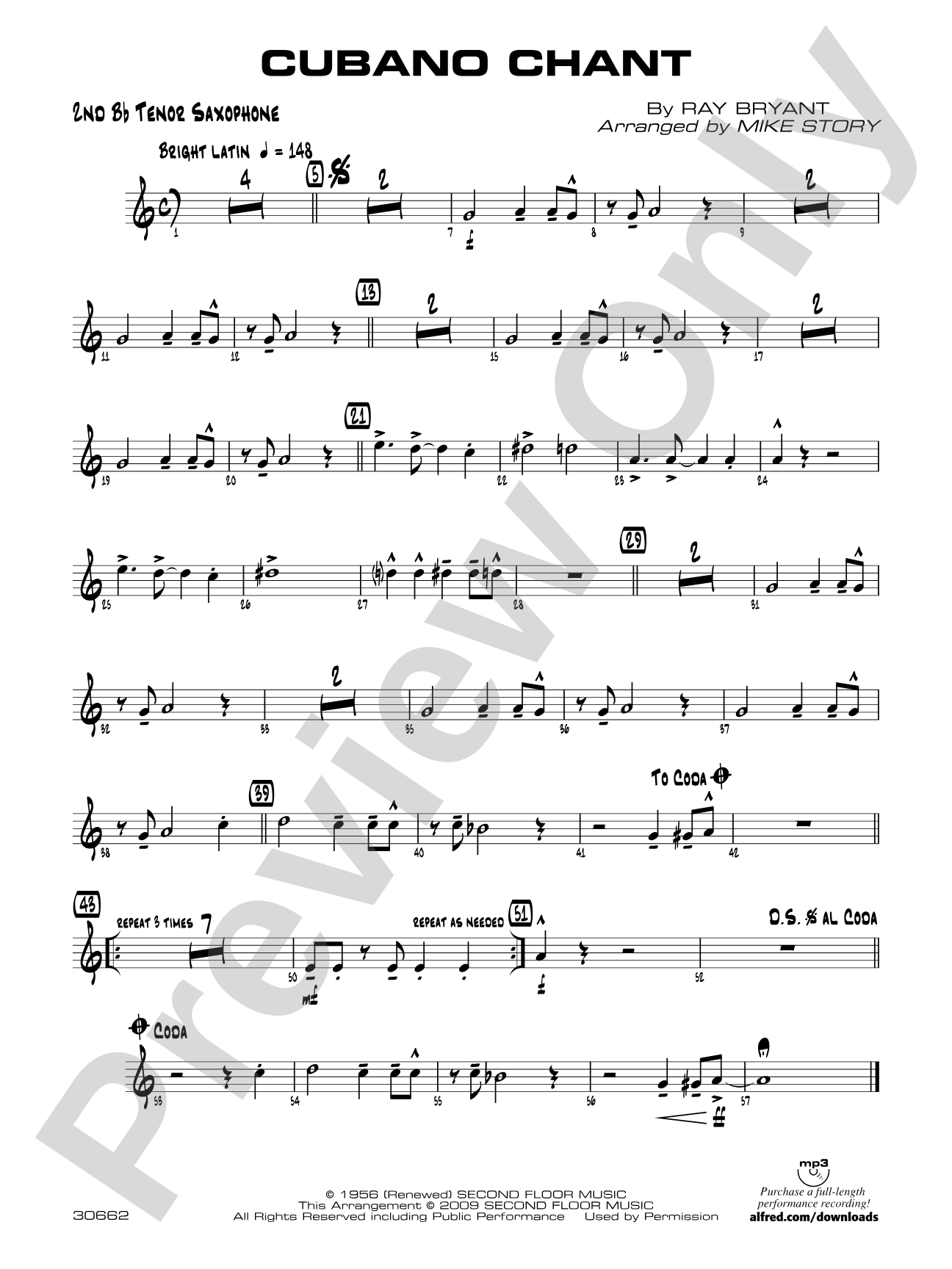 Cubano Chant: 2nd B-flat Tenor Saxophone