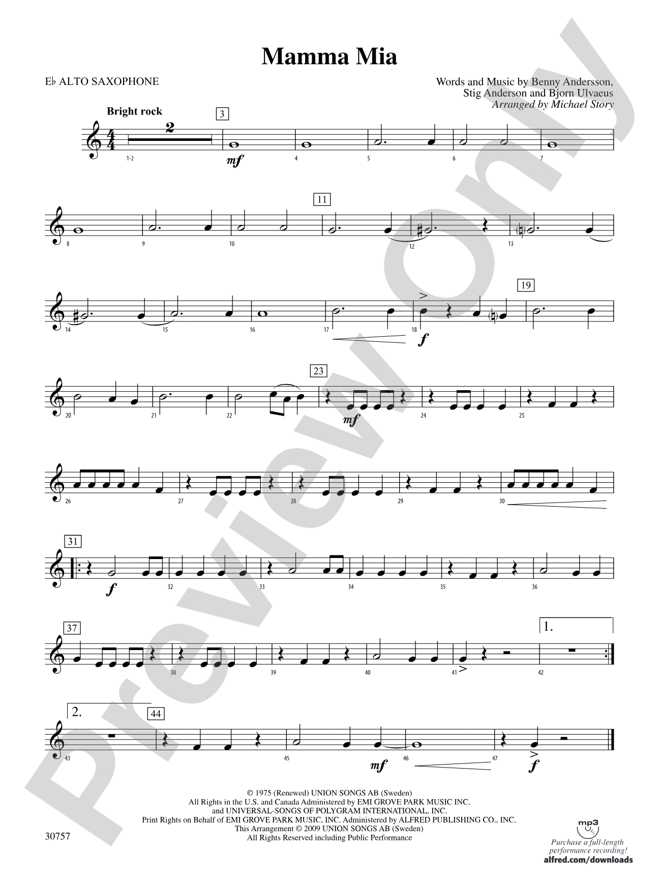 Mamma Mia: E-flat Alto Saxophone