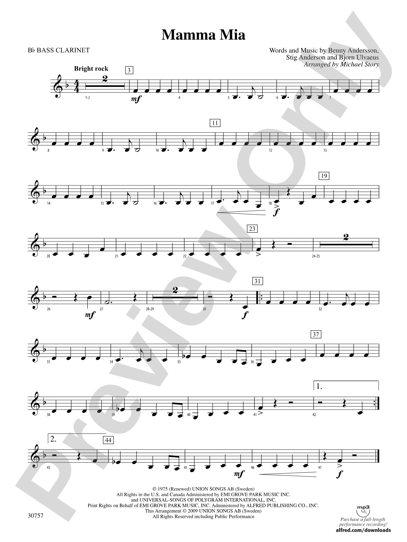 Mamma Mia: B-flat Bass Clarinet