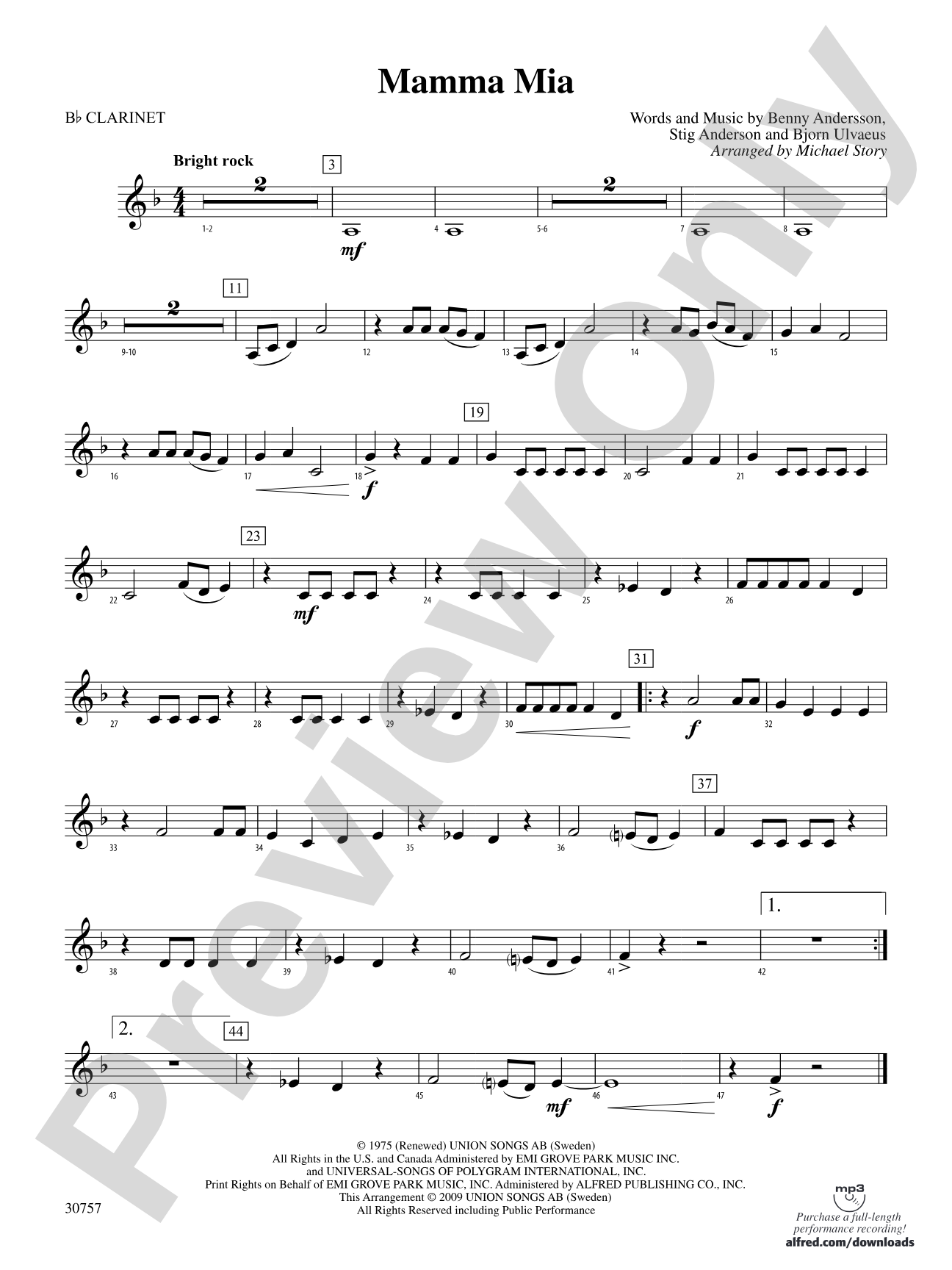 Mamma Mia: 1st B-flat Clarinet