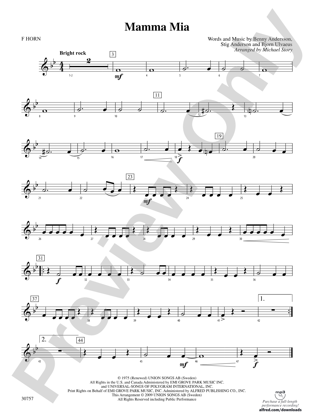 Mamma Mia: 1st F Horn