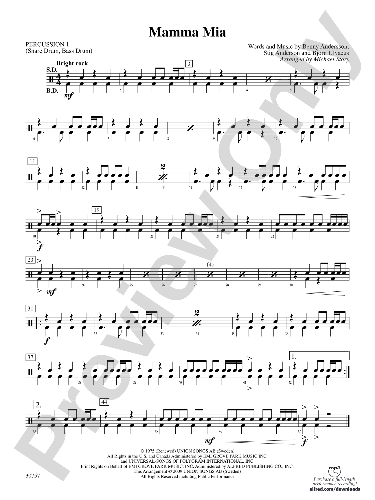 Mamma Mia: 1st Percussion