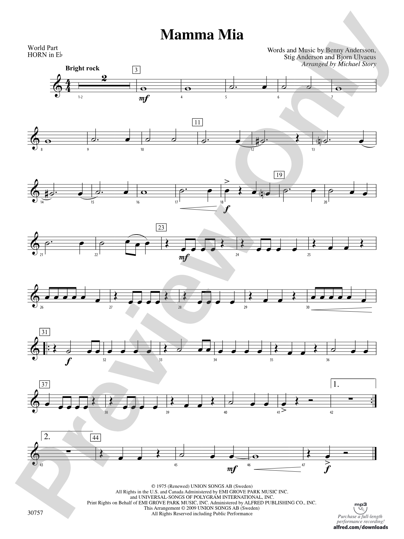 Mamma Mia: (wp) 1st Horn in E-flat