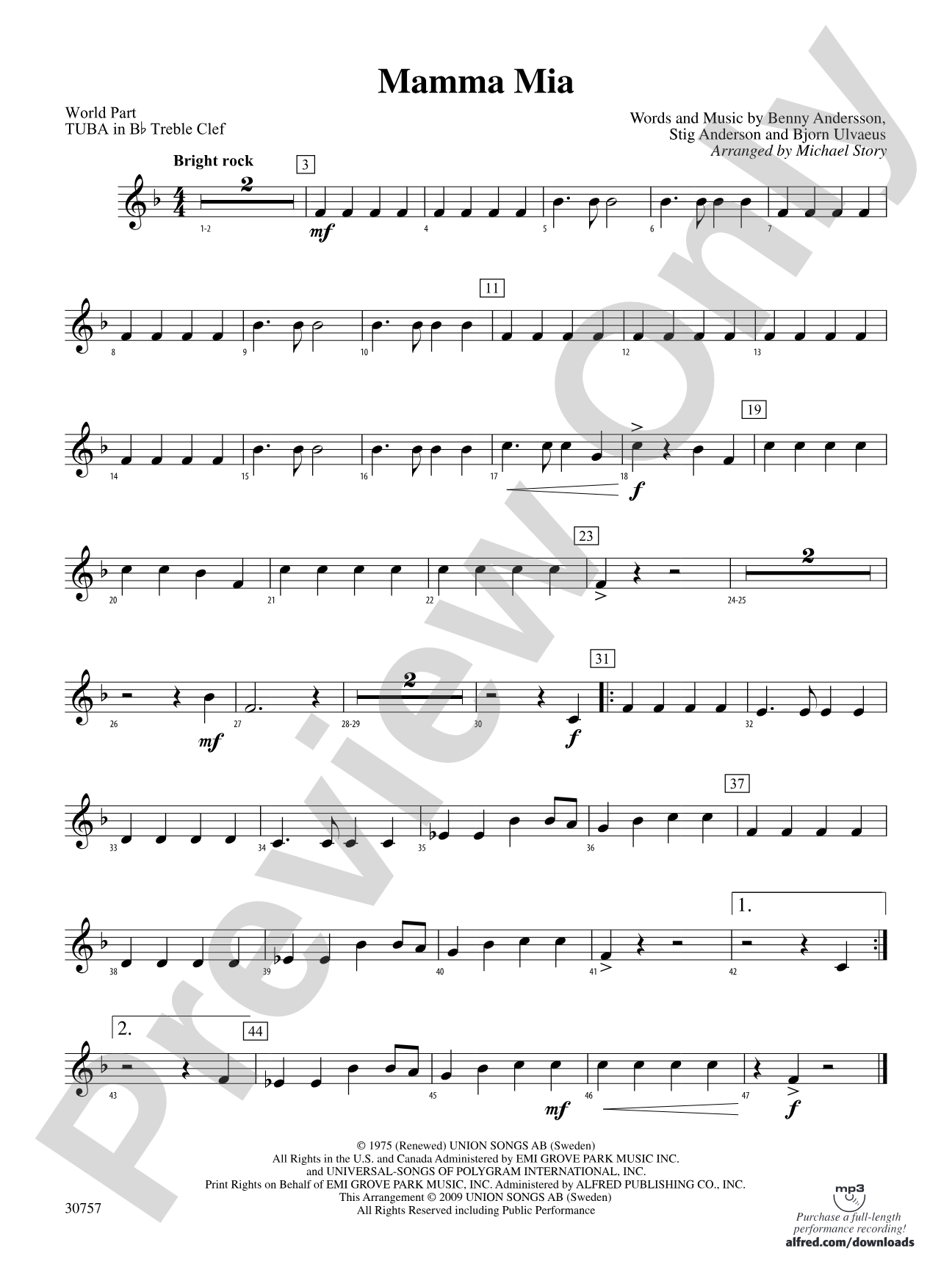 Mamma Mia: (wp) B-flat Tuba T.C.