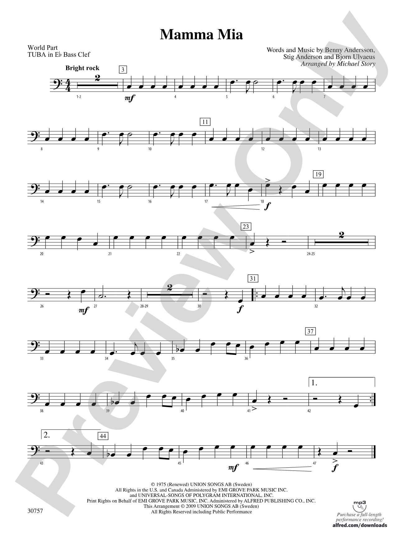 Mamma Mia: (wp) E-flat Tuba B.C.