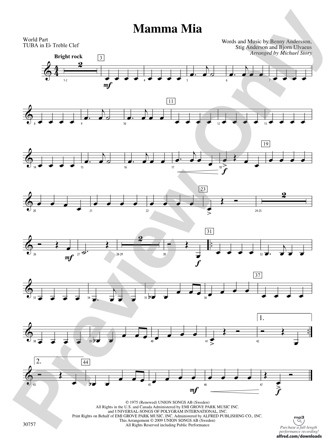 Mamma Mia: (wp) E-flat Tuba T.C.