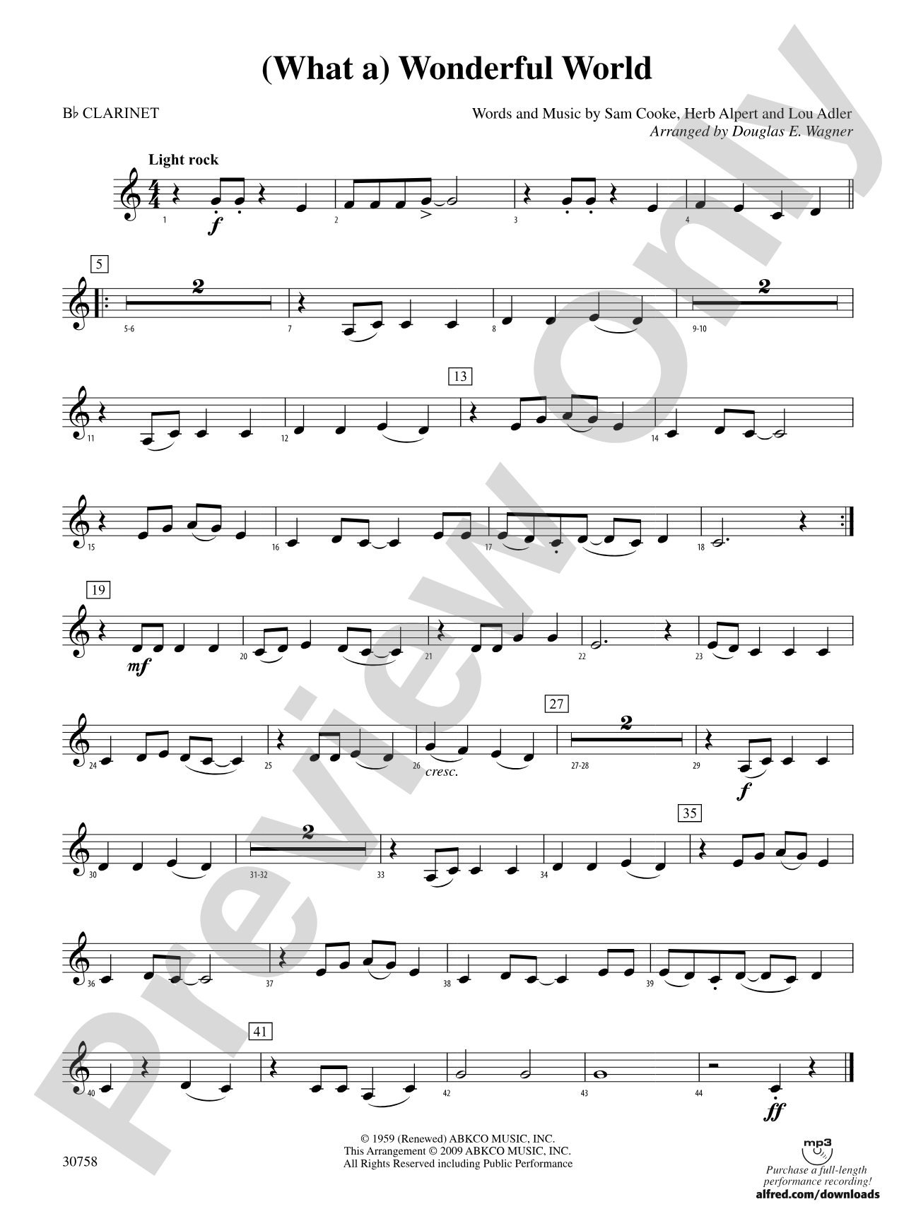 (What a) Wonderful World: 1st B-flat Clarinet