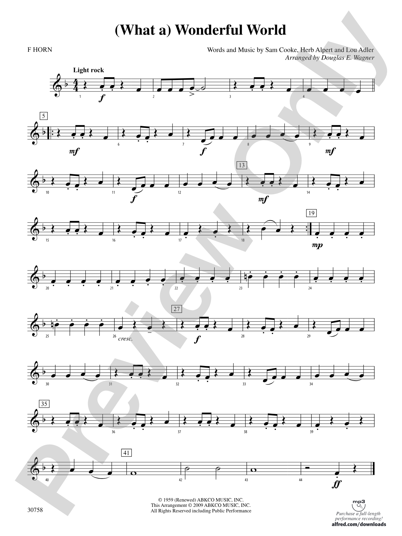 (What a) Wonderful World: 1st F Horn