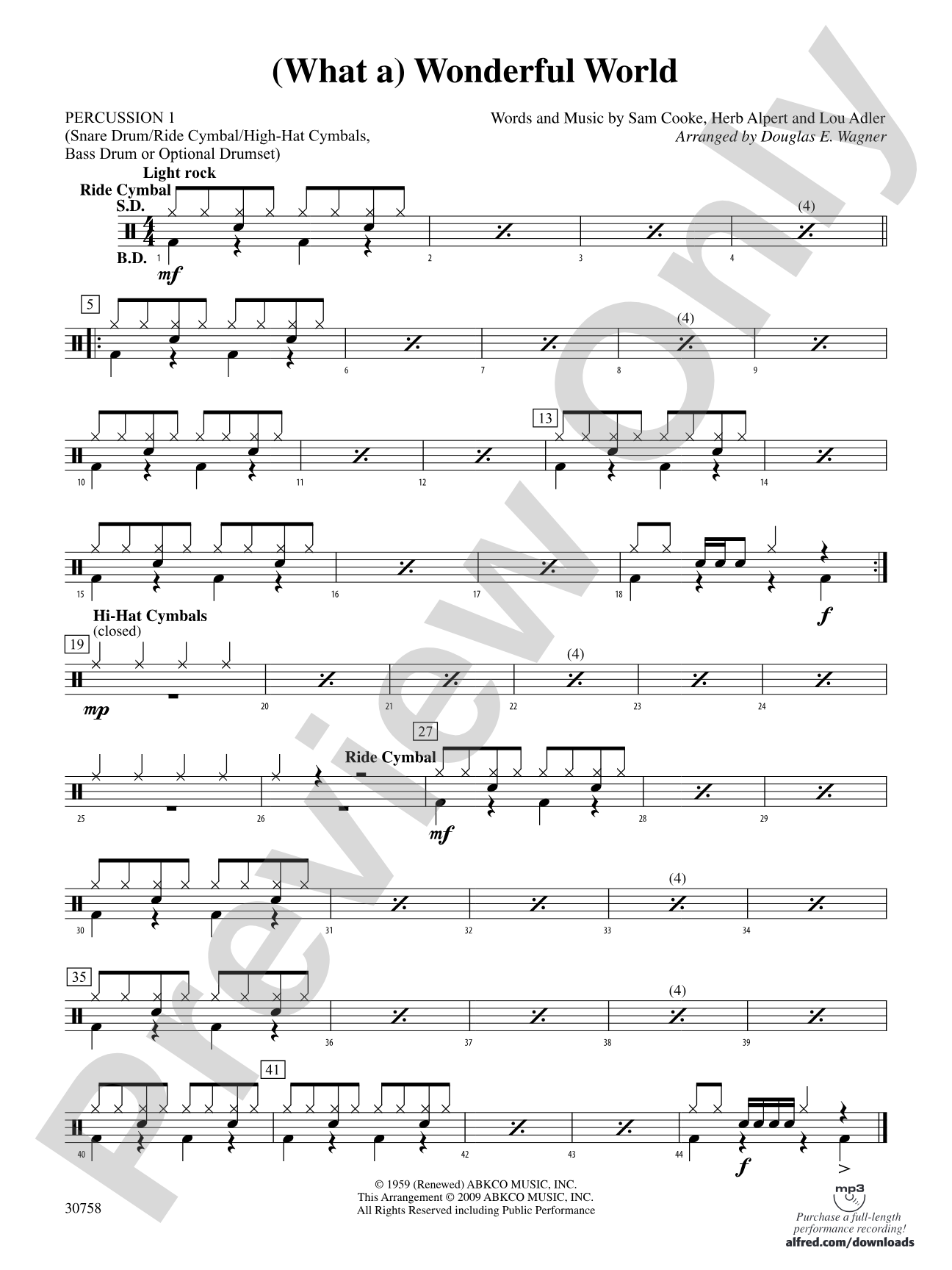 (What a) Wonderful World: 1st Percussion