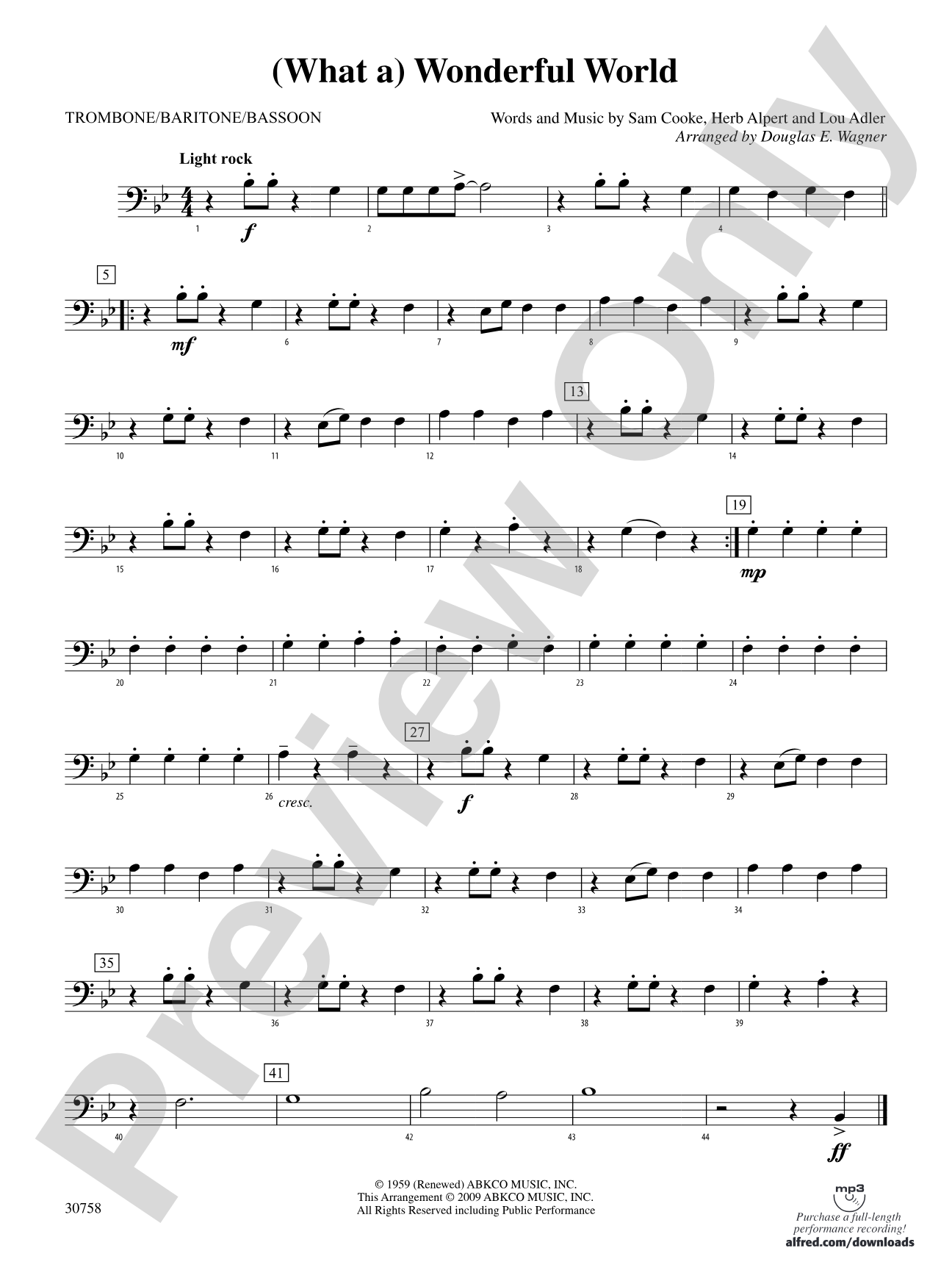 (What a) Wonderful World: 1st Trombone