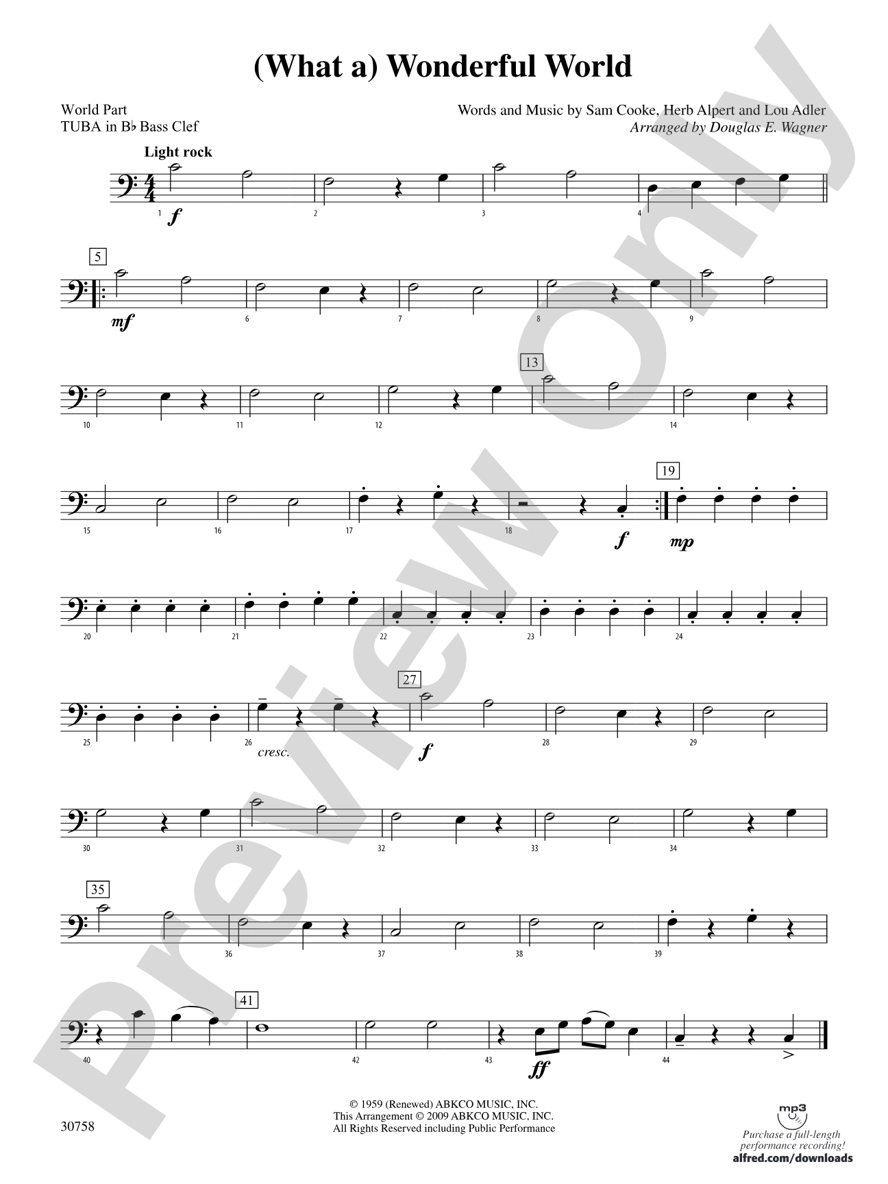 (What a) Wonderful World: (wp) B-flat Tuba B.C.