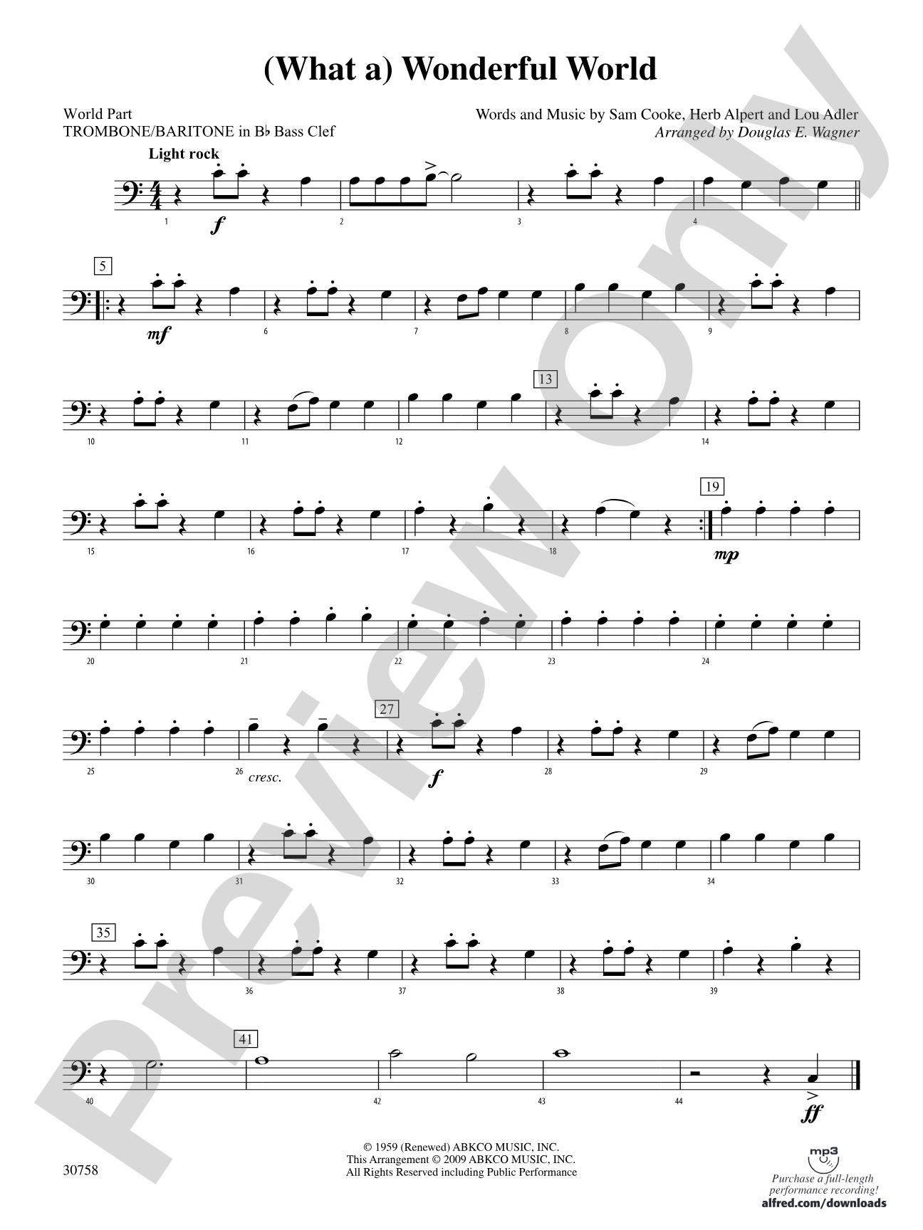 (What a) Wonderful World: (wp) 1st B-flat Trombone B.C.