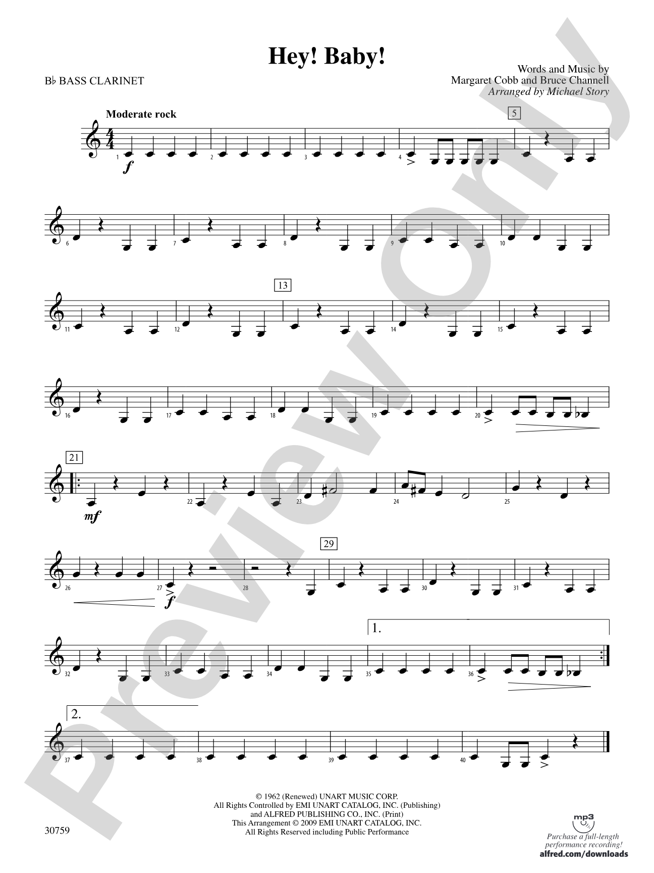 Hey! Baby!: B-flat Bass Clarinet