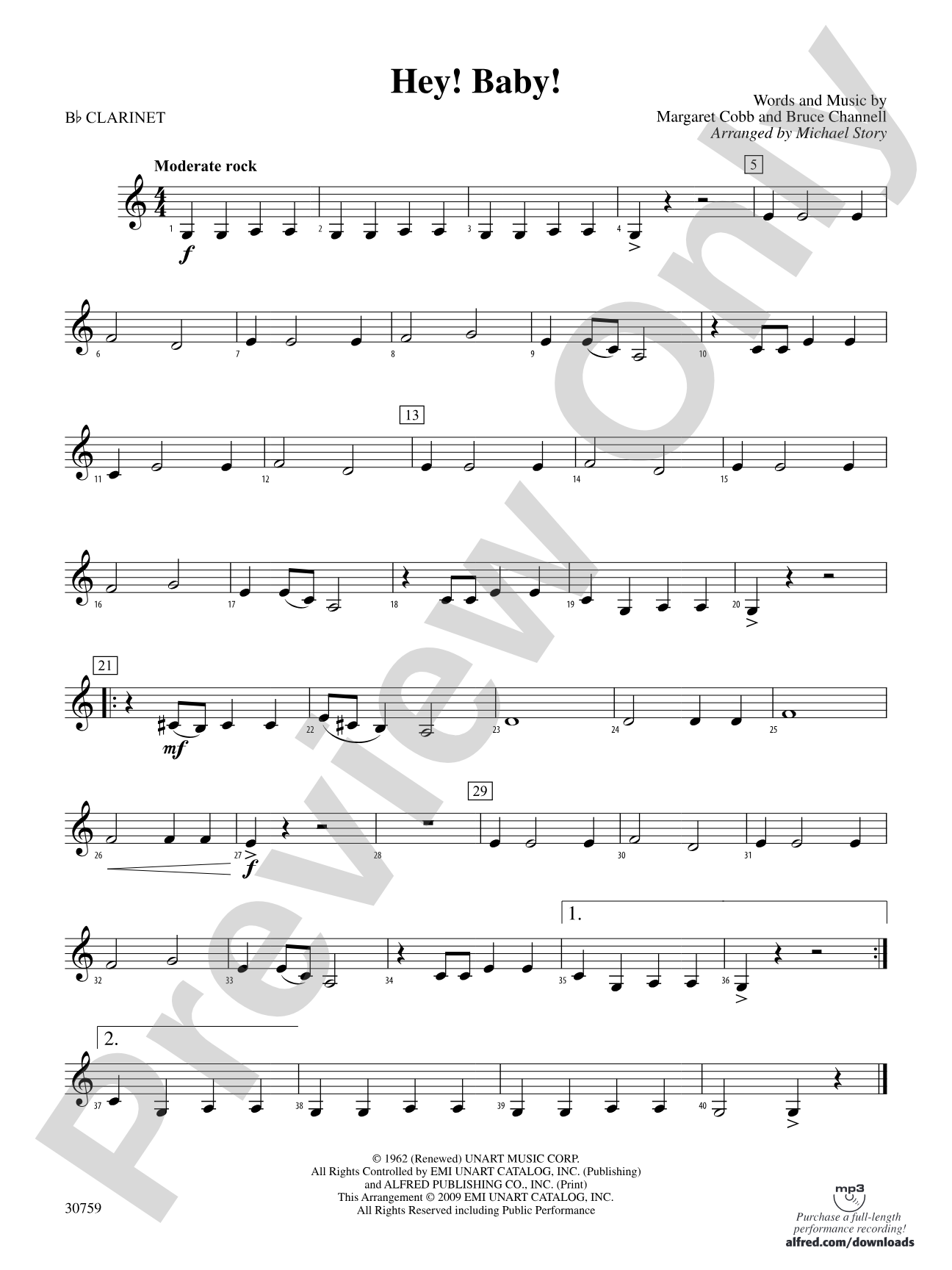 Hey! Baby!: 1st B-flat Clarinet