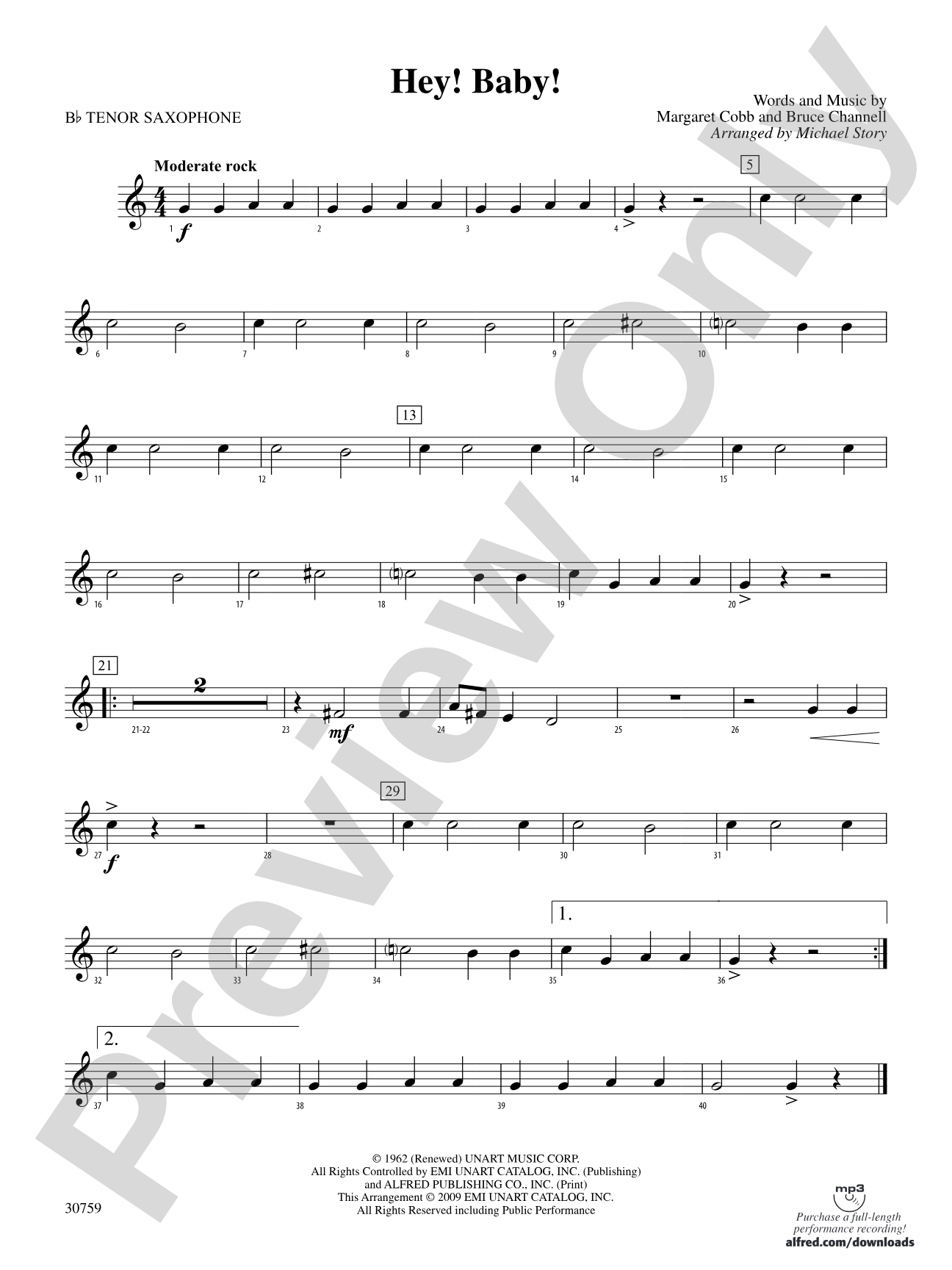 Hey! Baby!: B-flat Tenor Saxophone