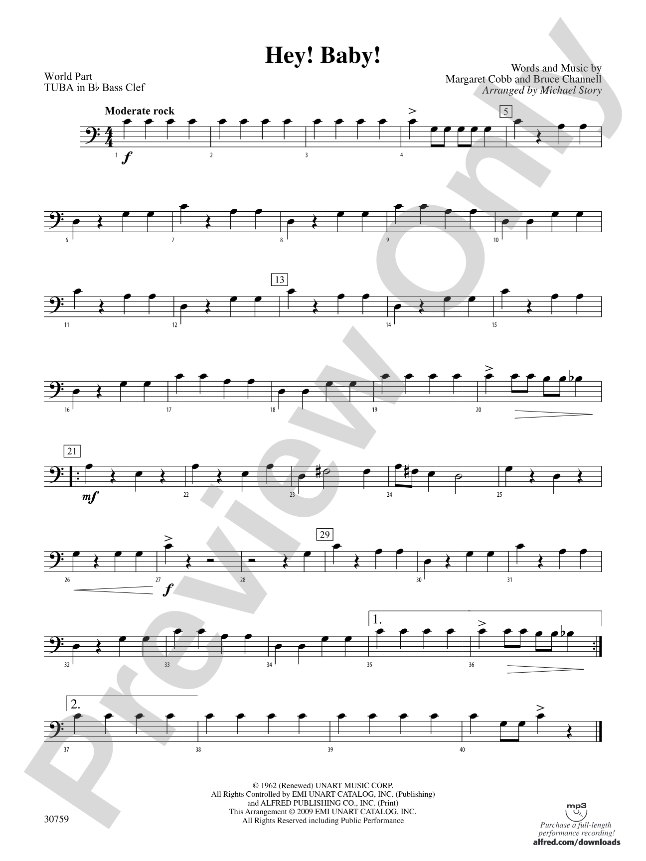 Hey! Baby!: (wp) B-flat Tuba B.C.